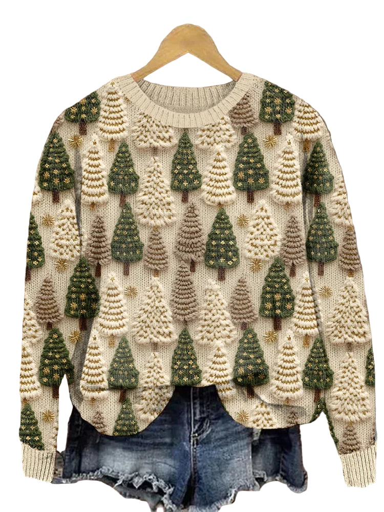 Damen Weihnachtsbaum Pullover Strick 0