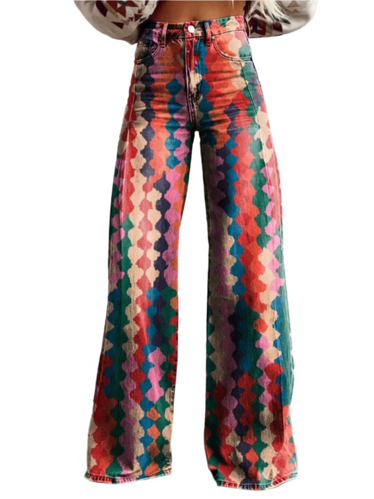 Damen Weite Beinform Vintage Hosen 0
