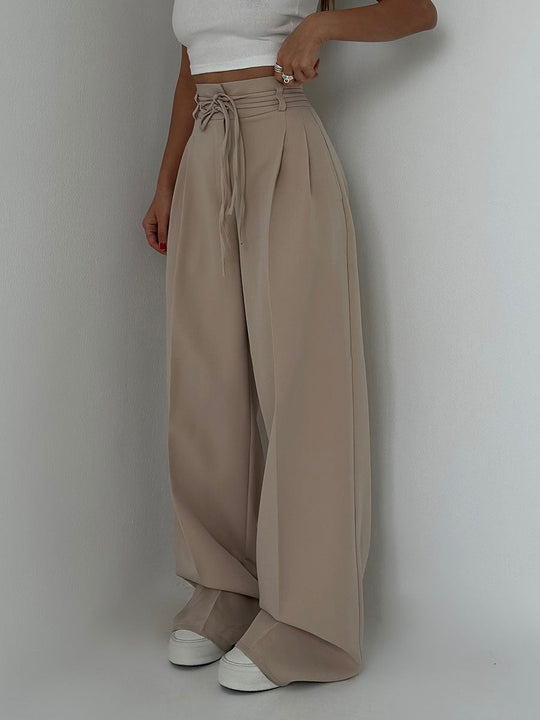 Damen Weite Hose Hohe Taille Elegante Schnittführung 8