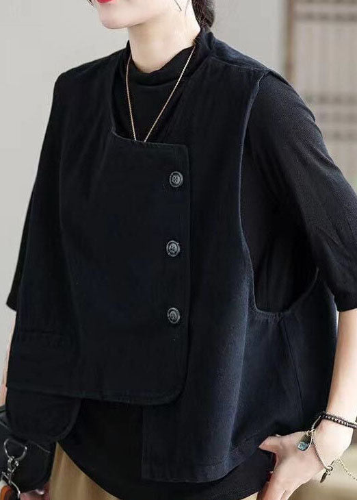 Damen Weste mit asymmetrischem Design und Retro-Knopf 3