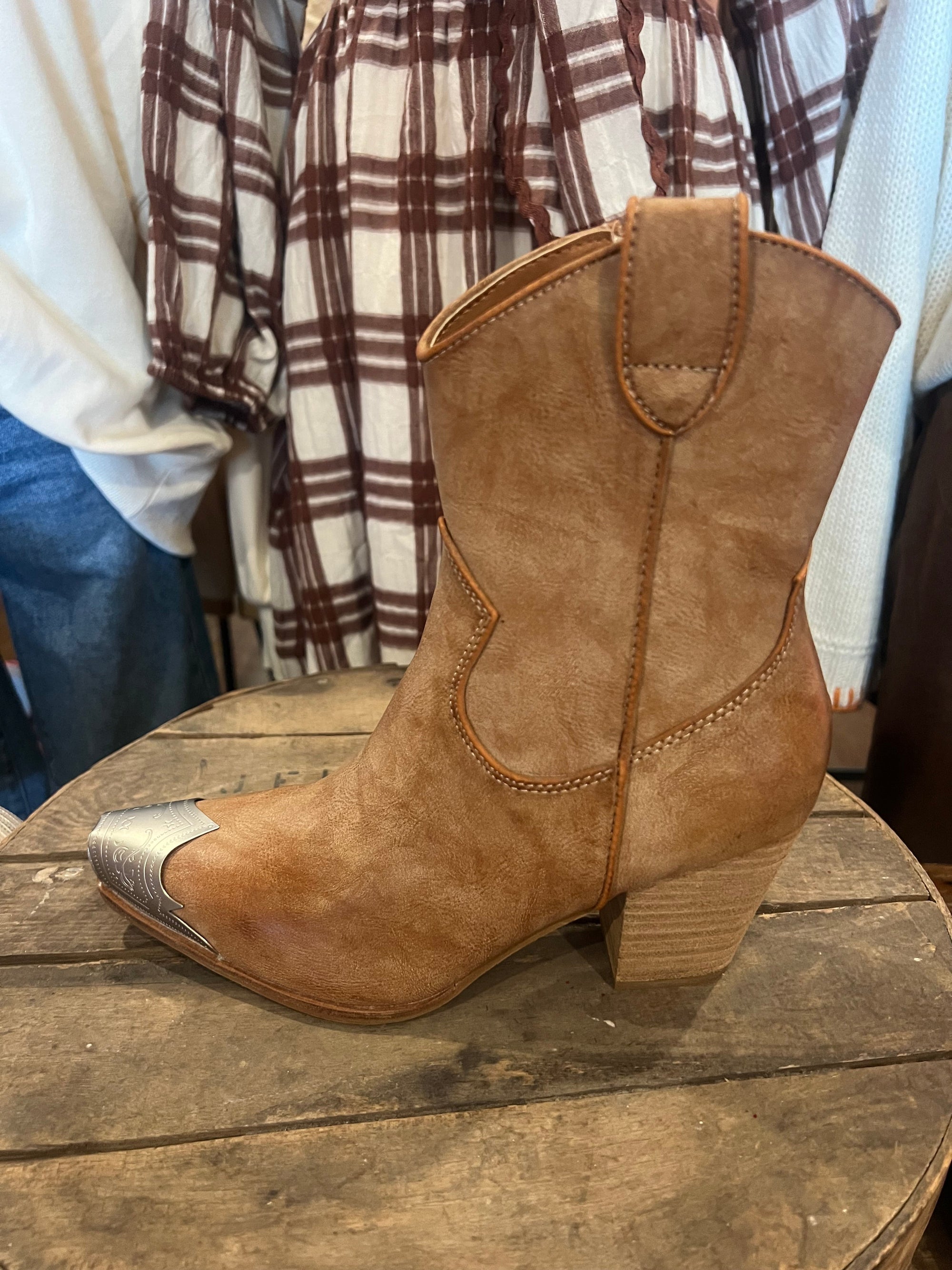 Damen Western Stiefel Casual Beige 1