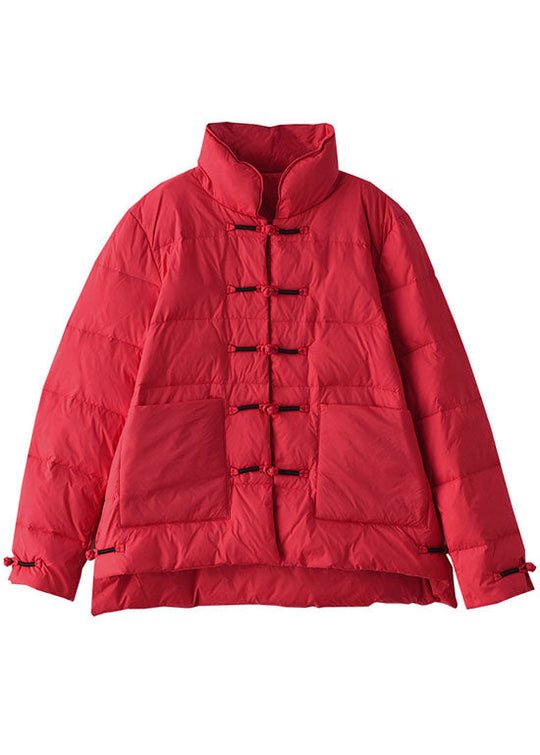 Damen Winter Daunenmantel mit Stehkragen und Knopftaschen 4