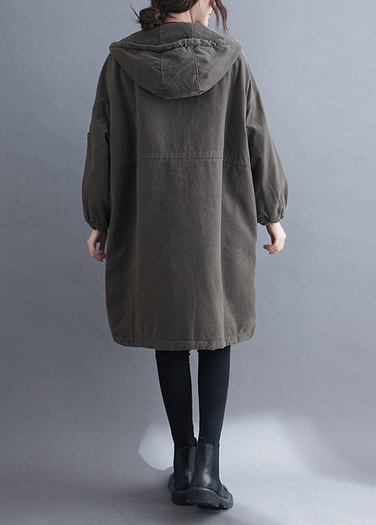 Damen Winter Mantel mit Kapuze und Reißverschlusstaschen 3