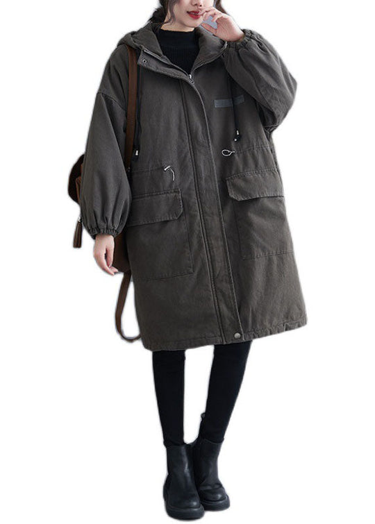 Damen Winter Mantel mit Kapuze und Reißverschlusstaschen 4