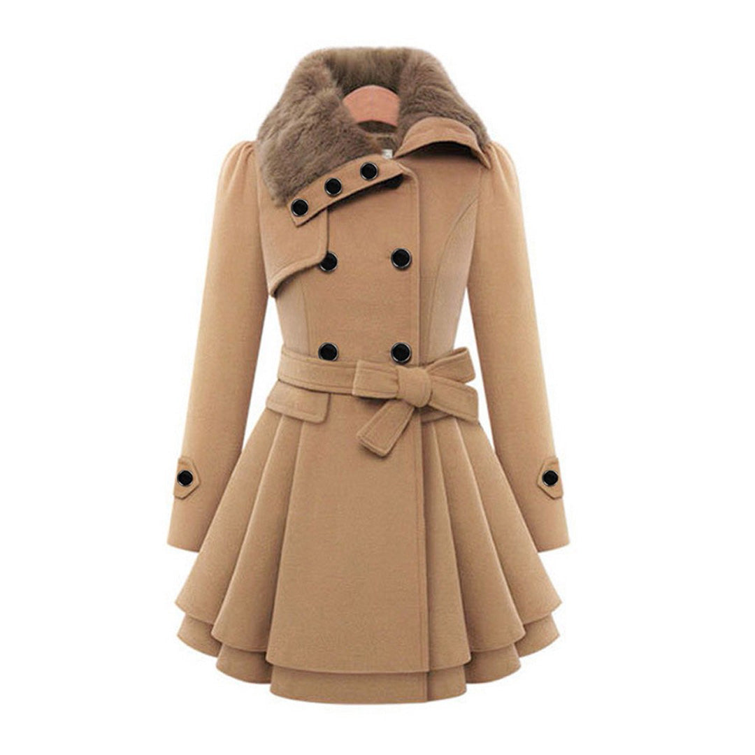 Damen Winterjacke Lange mit Kunstfellkragen 0