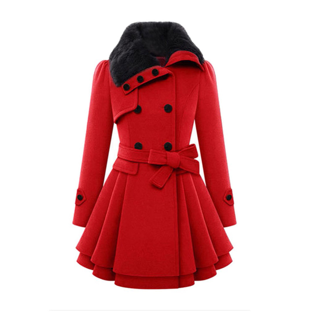 Damen Winterjacke Lange mit Kunstfellkragen 3