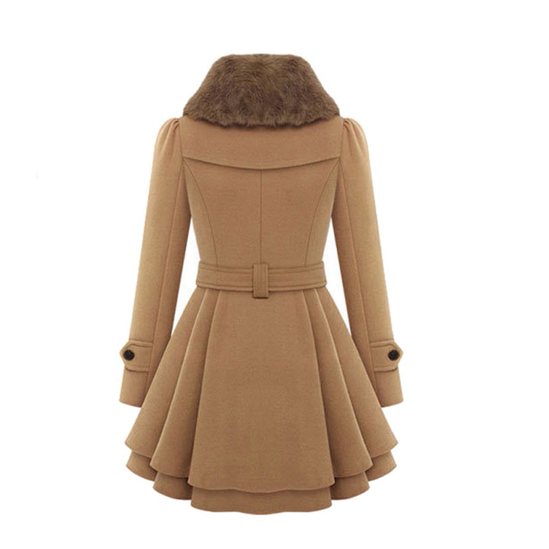 Damen Winterjacke Lange mit Kunstfellkragen 4