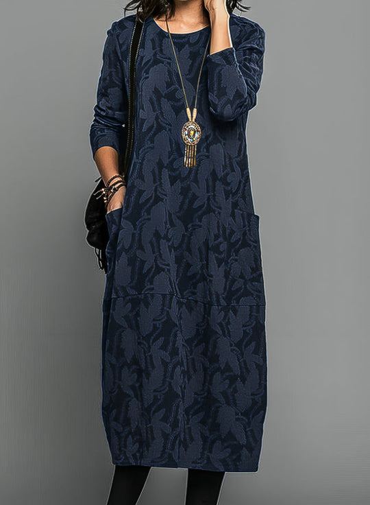 Damen Winterkleid mit Taschen und elegantem Design 2