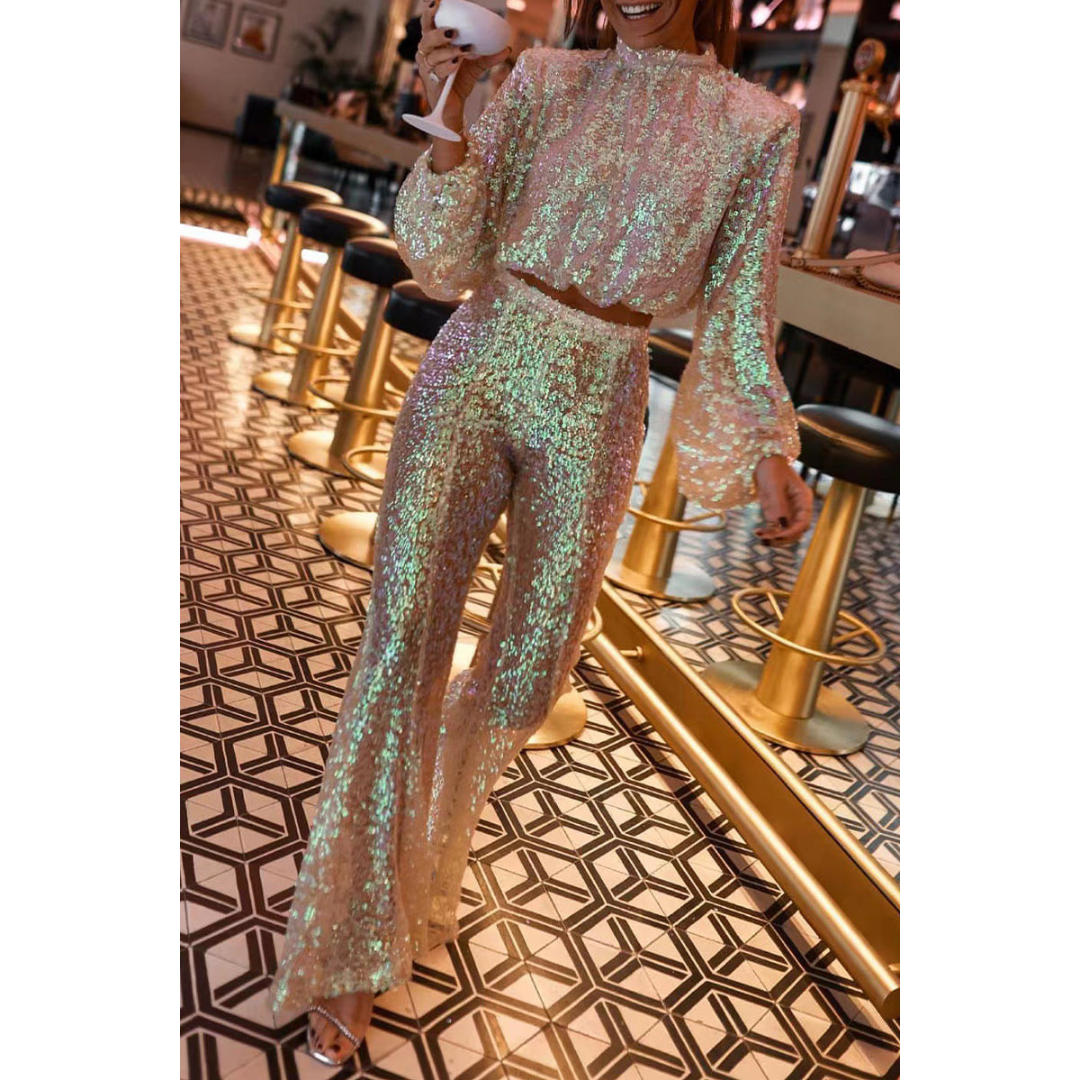 Damen Zweiteiler Rollkragen Modernes Design für Festliche Anlässe 1