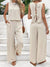 Damen Zweiteiler Set Leinen Ärmelloses Oberteil und Hose Sommer Outfit 0