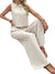Damen Zweiteiler Set Leinen Ärmelloses Oberteil und Hose Sommer Outfit 1