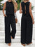 Damen Zweiteiler Set Leinen Ärmelloses Oberteil und Hose Sommer Outfit 2