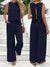 Damen Zweiteiler Set Leinen Ärmelloses Oberteil und Hose Sommer Outfit 5