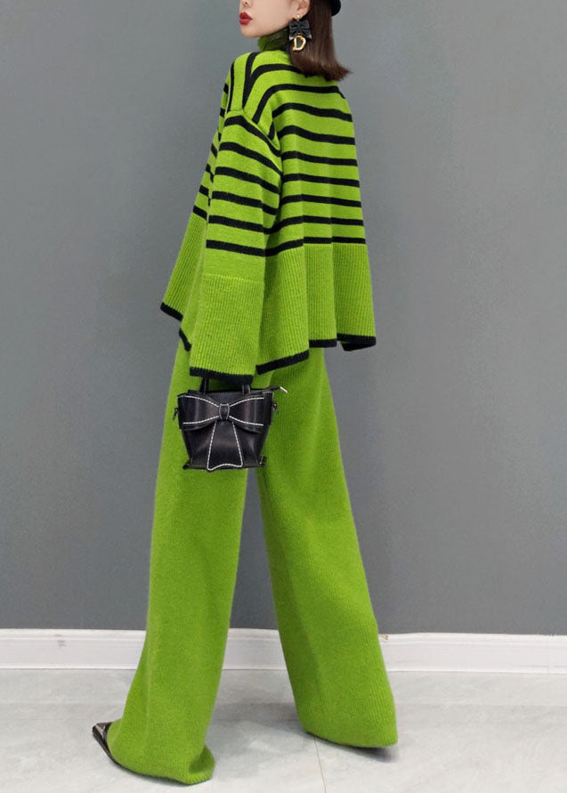 Damen Zweiteiliges Set Rollkragen und Gestreifte Hosen 3