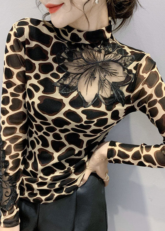 Damenbluse Ausgeschnitten mit Leopardenmuster für Freizeit und Abendveranstaltungen 2