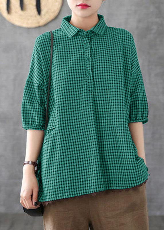 Damenbluse Halbarm Karomuster Patchwork Design für Sommeroutfits 7