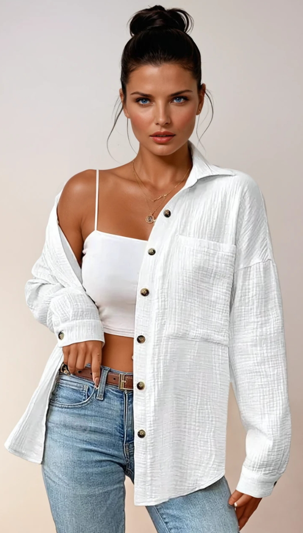 Damenbluse Klassisch Entspannt 100% Baumwolle - Vielseitige Bluse für Alltag und Büro 1