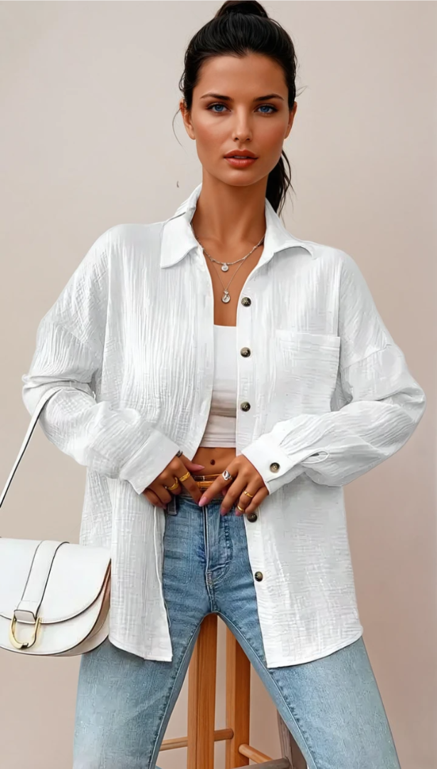 Damenbluse Klassisch Entspannt 100% Baumwolle - Vielseitige Bluse für Alltag und Büro 3