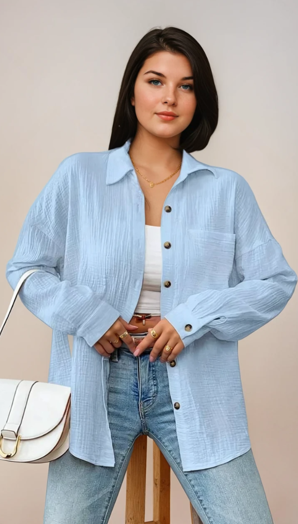 Damenbluse Klassisch Entspannt 100% Baumwolle - Vielseitige Bluse für Alltag und Büro 6