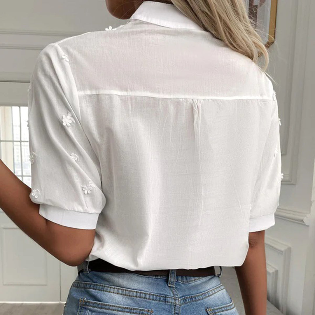 Damenbluse Mit Spitze Kurzarm Hochwertige Stoffe Für Festliche Anlässe 4
