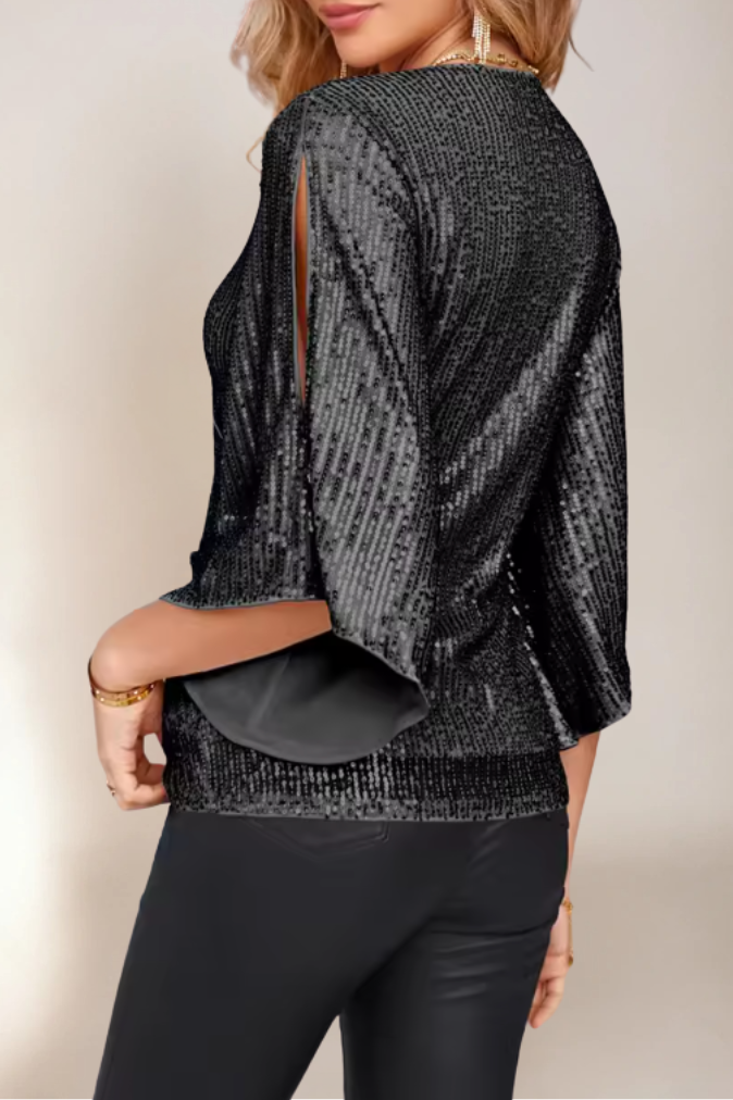 Damenbluse Wickeldesign Elegante Schimmernde Bluse für Festliche Anlässe 1