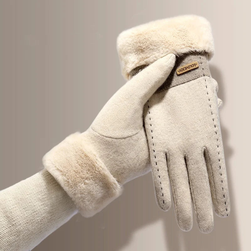 Damenhandschuhe Plüsch Elastisch Warm für Winter 3