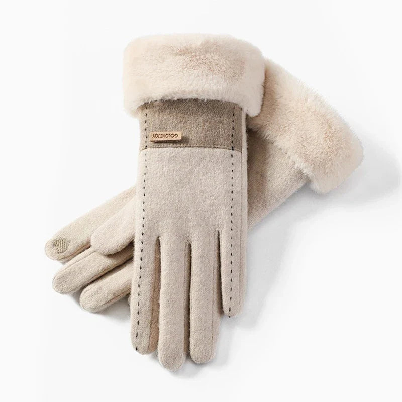 Damenhandschuhe Plüsch Elastisch Warm für Winter 7