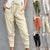 Damenhose Casual Hoher Bund mit Schnürung Atmungsaktives Gewebe 0