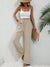 Damenhose Hohe Taille Gerade Beinform Baumwolle mit Taschen und Bindeband 0