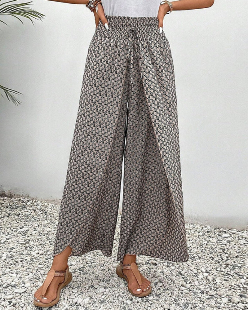 Damenhose mit geometrischem Druck Hohe Taille Weite Beine 2