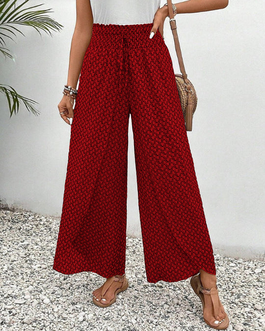 Damenhose mit geometrischem Druck Hohe Taille Weite Beine 4