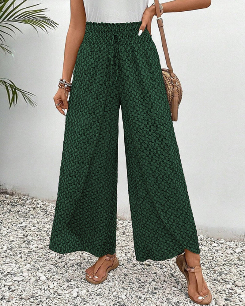 Damenhose mit geometrischem Druck Hohe Taille Weite Beine 8