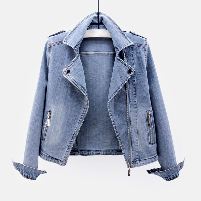 Damenjacke Denim Mit Asymmetrischem Reißverschluss Und Strukturiertem Design 1