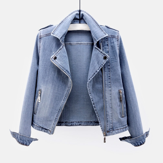 Damenjacke Denim Mit Asymmetrischem Reißverschluss Und Strukturiertem Design 1