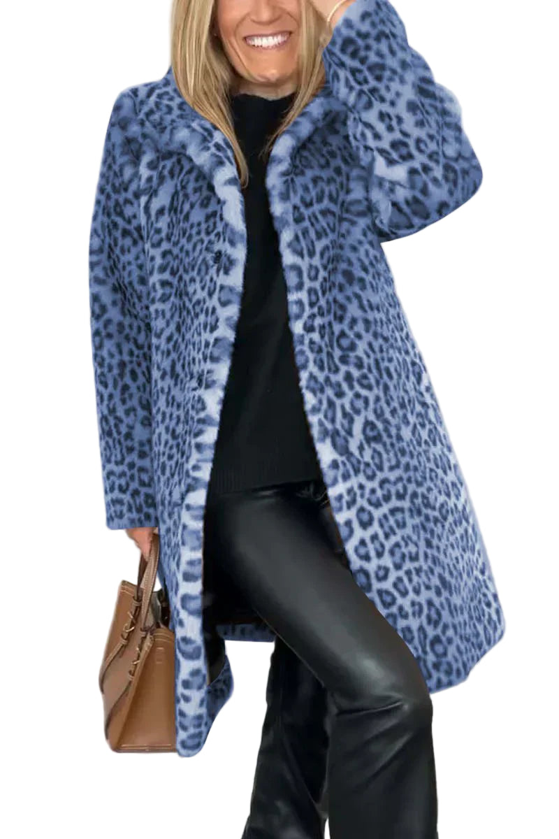 Damenjacke Winterjacke Leopardenmuster Modischer Schnitt 0