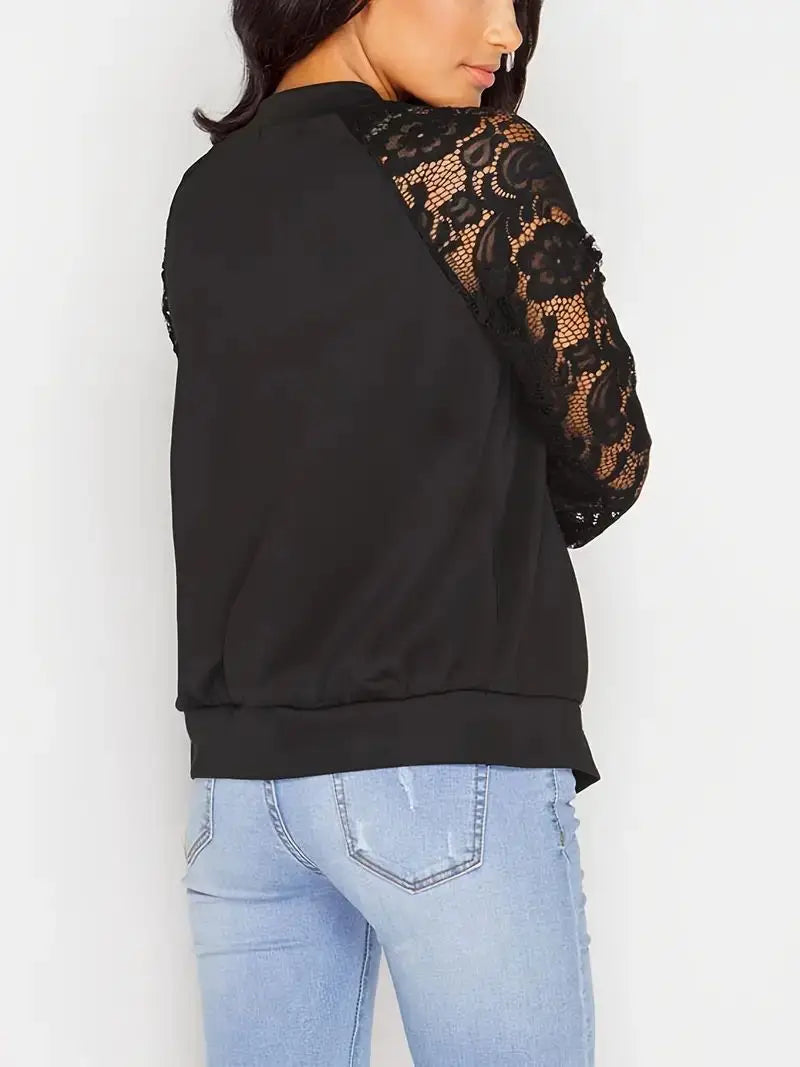 Damenjacke Zip-Up mit Spitzenärmeln Atmungsaktives Material 3