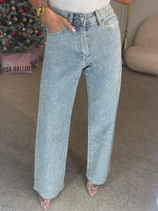 Damenjeans Hohe Taille Mit Glitzernden Details 4