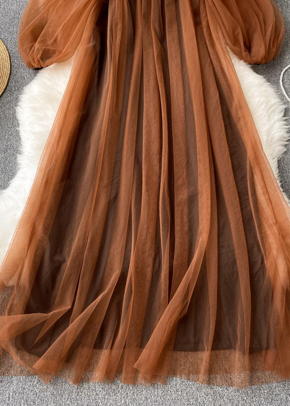 Damenkleid Mit Quadratischem Kragen Und Laternenärmeln Für Feste Anlässe 2