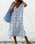 Damenkleid V-Ausschnitt Blätterdruck 1