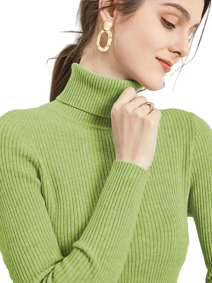 Damenpullover Gestreift Langarm Stehkragen Strick für Herbst und Winter 6