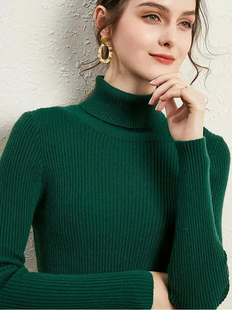 Damenpullover Gestreift Langarm Stehkragen Strick für Herbst und Winter 9
