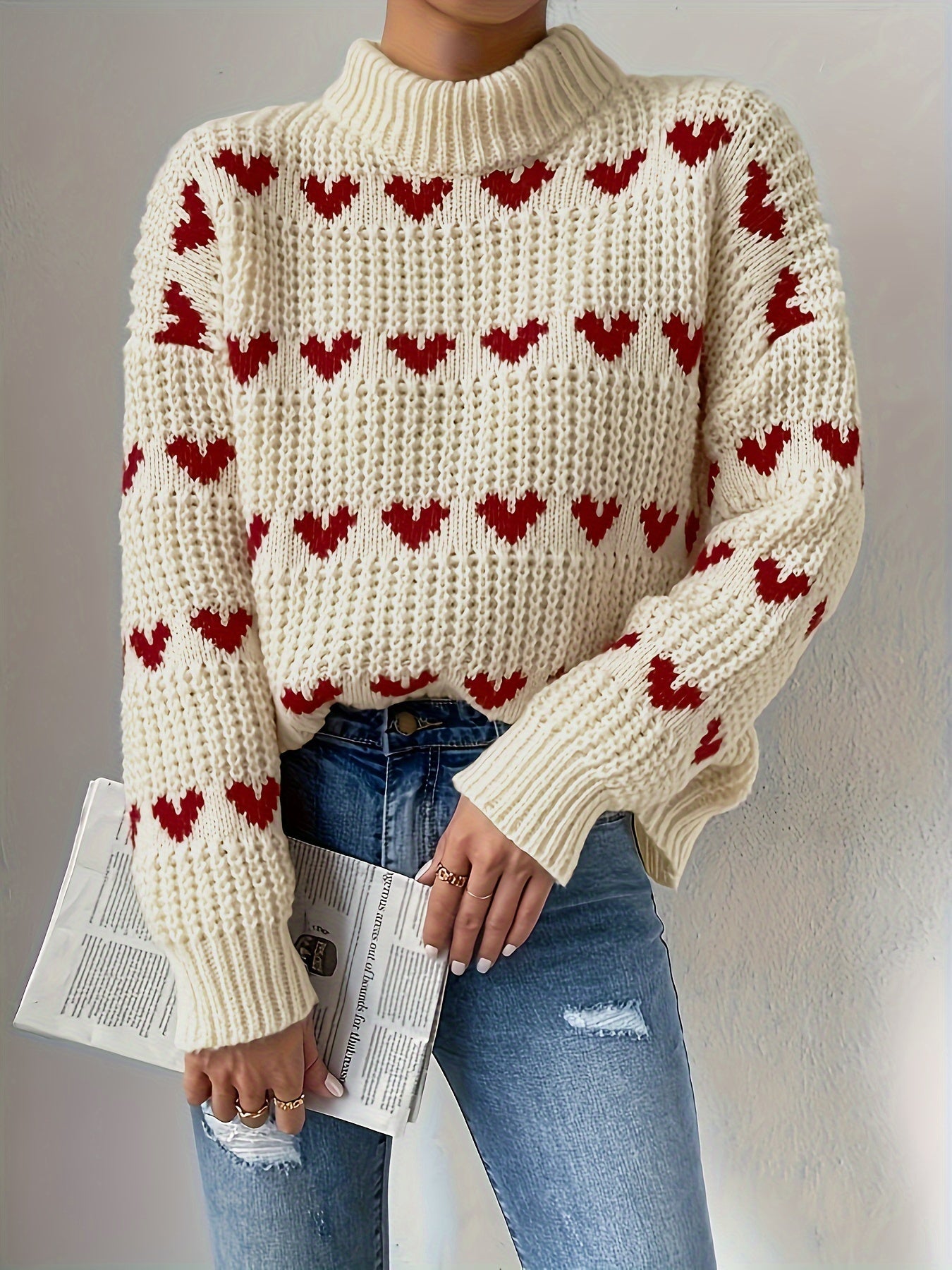 Damenpullover Hoher Kragen Warme Pullover für Herbst und Winter 1
