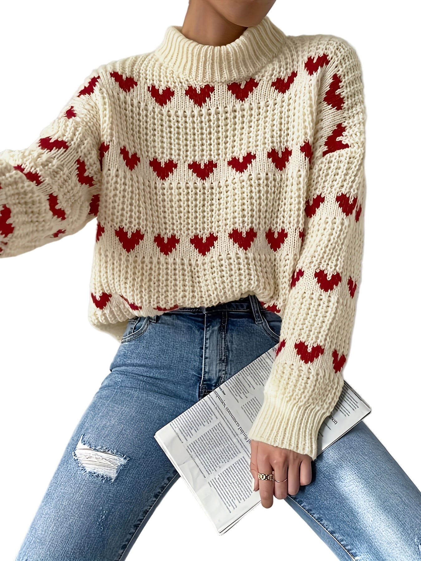 Damenpullover Hoher Kragen Warme Pullover für Herbst und Winter 5