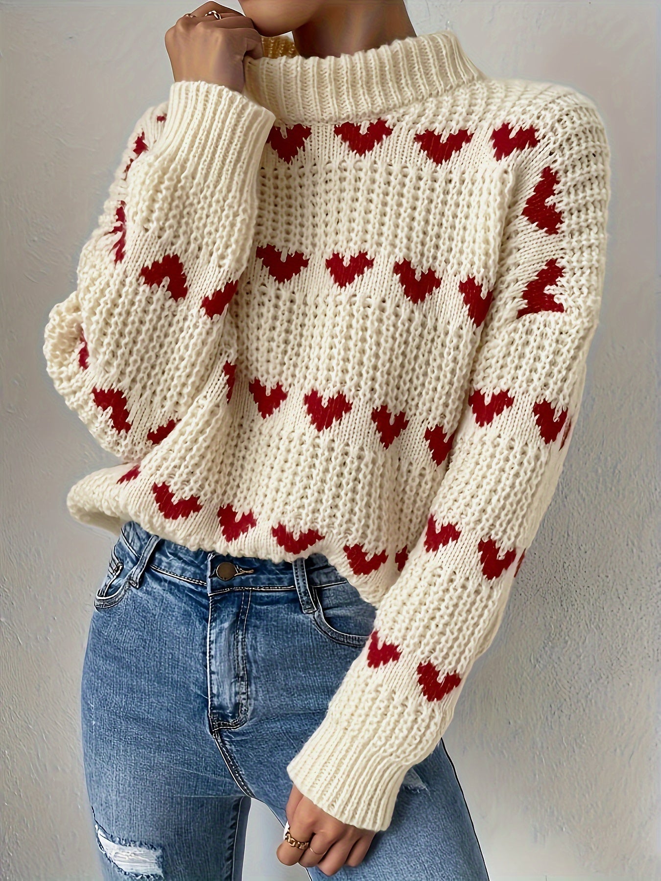 Damenpullover Hoher Kragen Warme Pullover für Herbst und Winter 7
