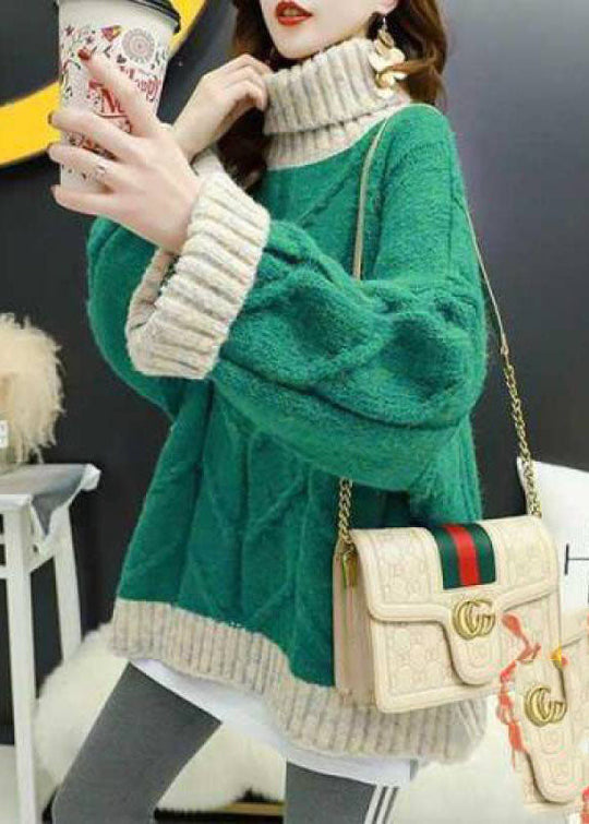 Damenpullover Rollkragen Patchwork Stil für Wintertage 1