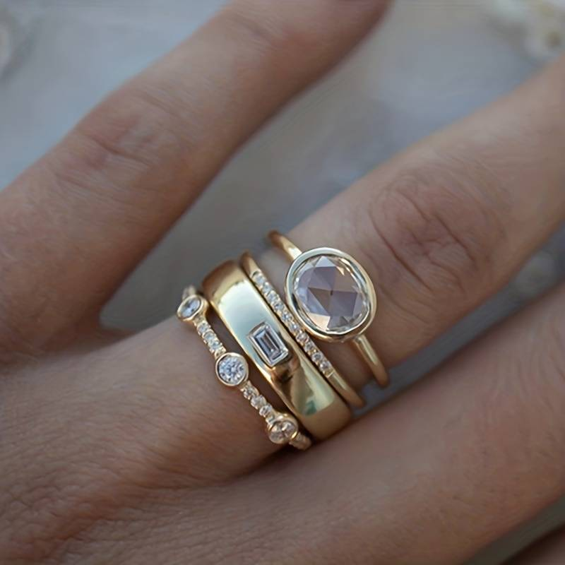 Damenring Vintage Ringset mit Zirkonia Glamour 0