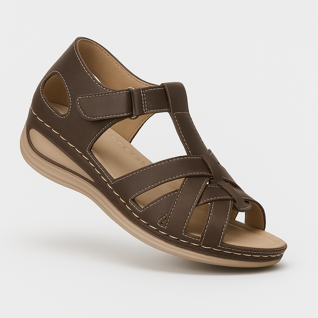 Damensandalen mit breiten Bändern und verstellbarer Passform 1
