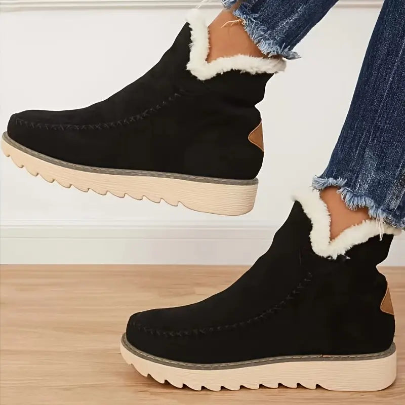 Damenstiefel Plüsch Schafsfell Bequem Elegant für Herbst und Winter 4