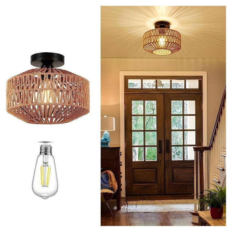 Deckenleuchte WovenShade für Wohnzimmer und Schlafzimmer – Rustikales Design, Vielseitige Beleuchtung 1