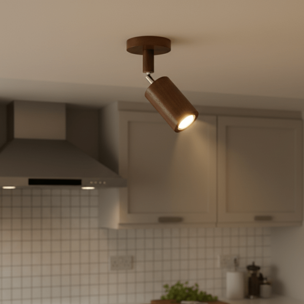 Deckenleuchte aus Massivholz mit einstellbarer LED-Lichtrichtung 0